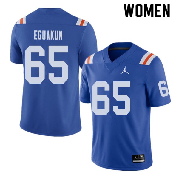 Jordan Brand Women #65 Kingsley Eguakun Florida Gators Throwback Alternate College Football Jersey